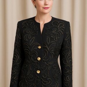 Felice women’s Elegant Black Blazer with Gold Detailing size 16